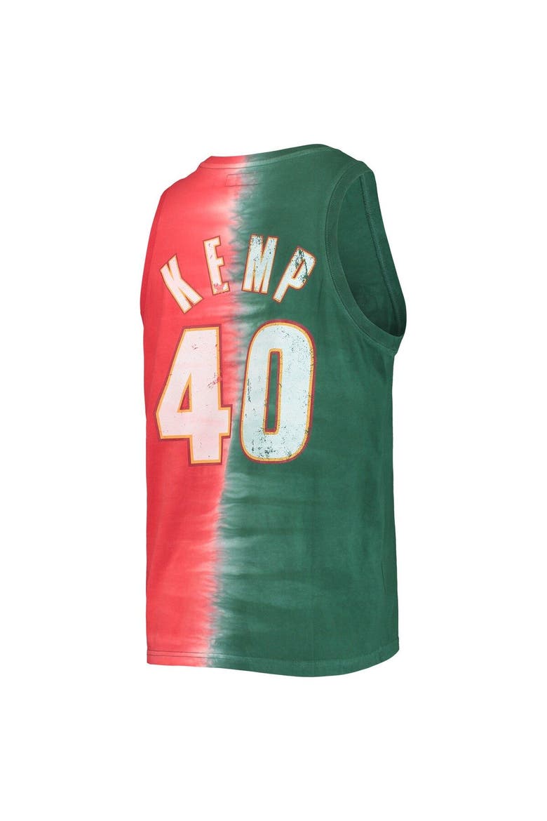 Men's Mitchell & Ness Shawn Kemp Green/Red Seattle SuperSonics Hardwood Classics Tie-Dye Name & Number Tank Top, Alternate, color, Green