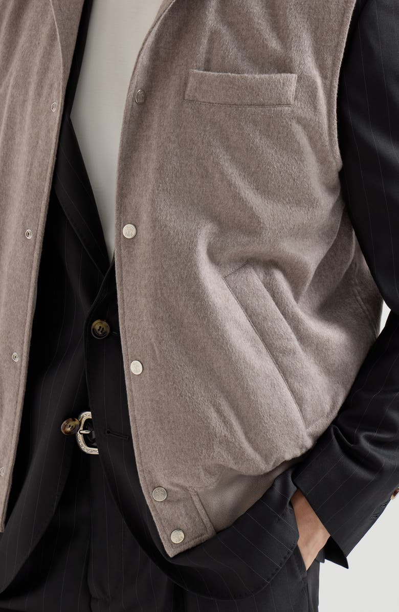 Brunello Cucinelli Cashmere flannel vest, Alternate, color, Brown