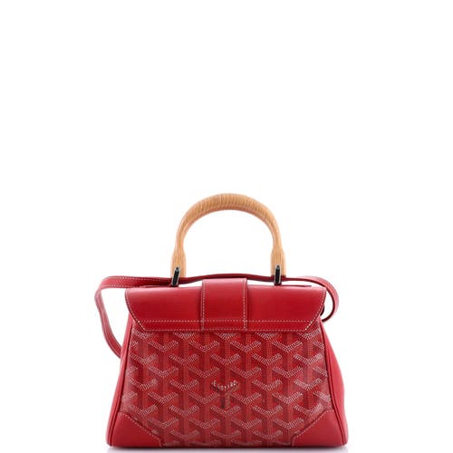 Pre-owned Goyard Goyard Saigon Top Handle Bag Coated Canvas With Leather Mini In Red