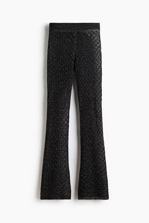Shimmering Pointelle-knit Trousers