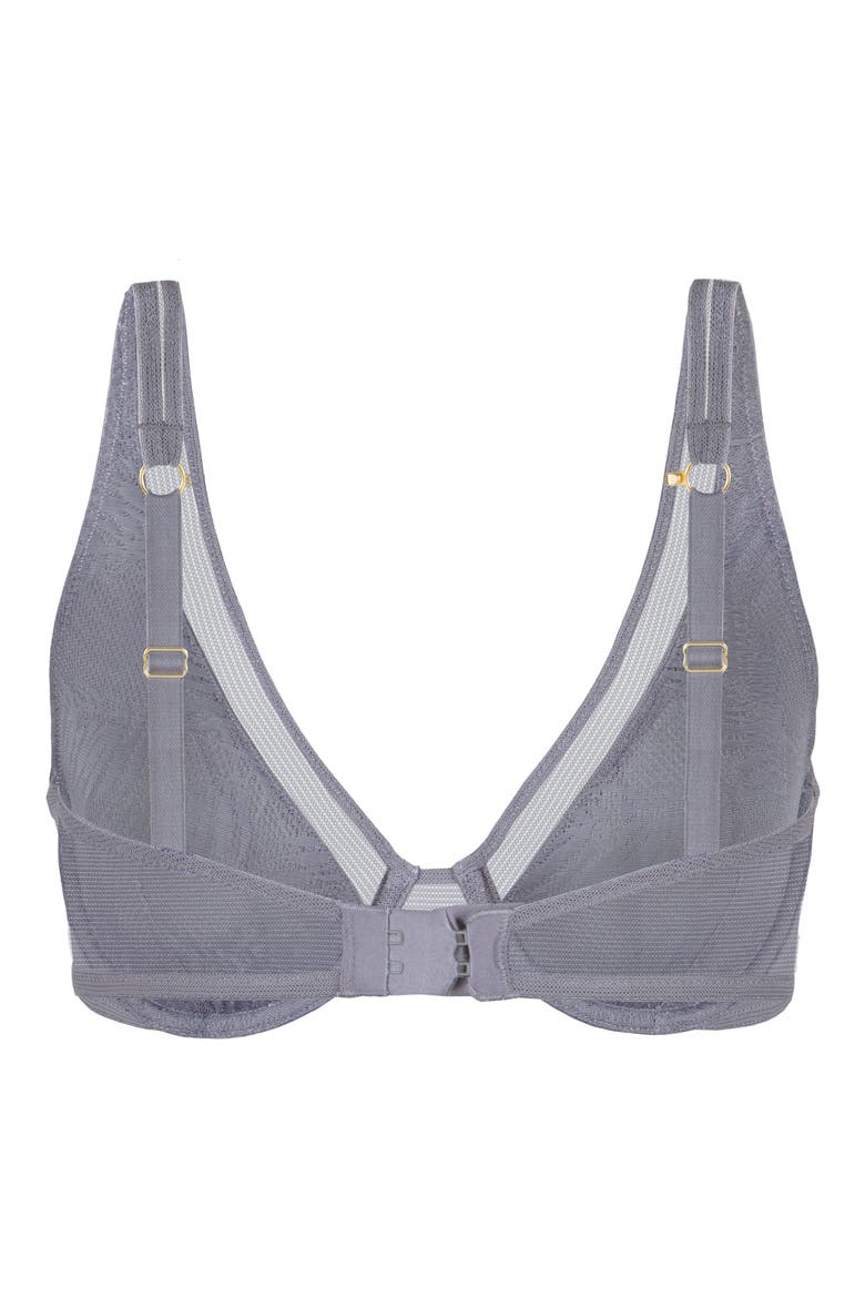 The Smooth Lace Plunge Bra, Alternate, color, SMOKE