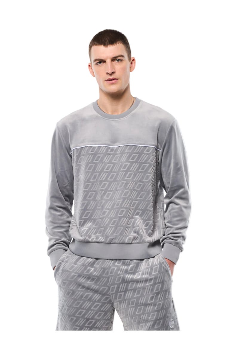 Bandiera Debossed Velour Crewneck, Main, color, SLEET