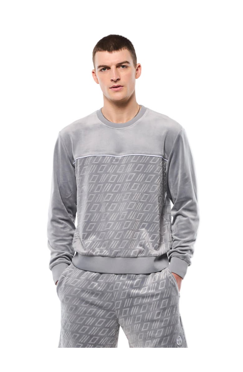 Sergio Tacchini Bandiera Debossed Velour Crewneck, Main, color, Sleet