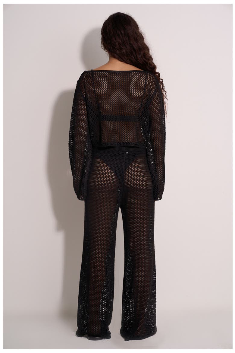 Anna Two Crochet Beach Pants, Alternate, color, Black