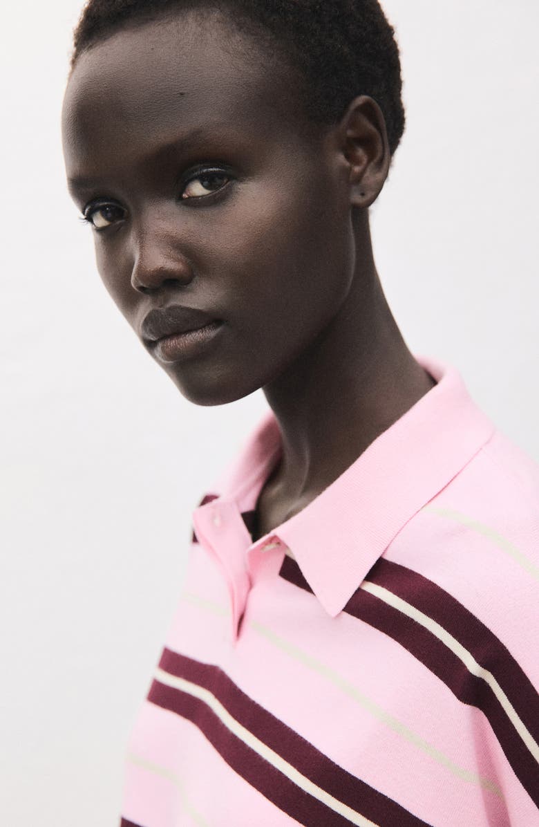 MANGO Stripe Sweater Polo, Alternate, color, Pink