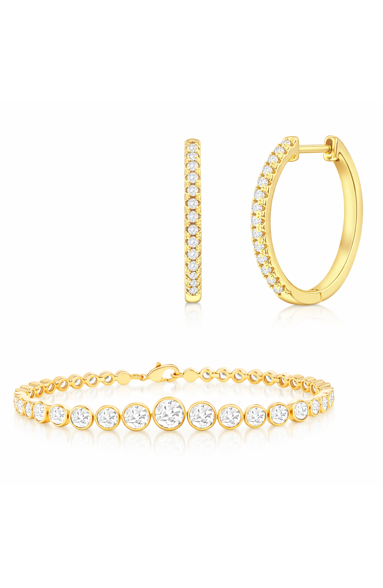 Donatello Gian Hoops And Tennis Bracelet Set, Main, color, Gold