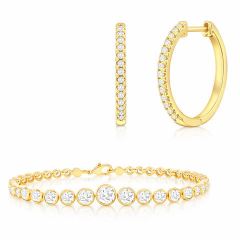 Hoops And Tennis Bracelet Set