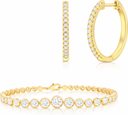 Donatello Gian Hoops And Tennis Bracelet Set