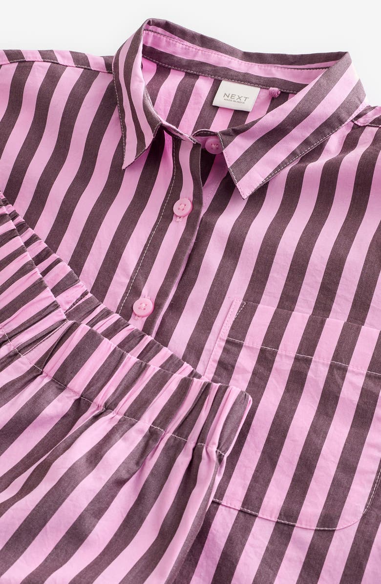 NEXT Kids' Stripe Cotton Button-Up Shirt & Pants Set, Alternate, color, Pink