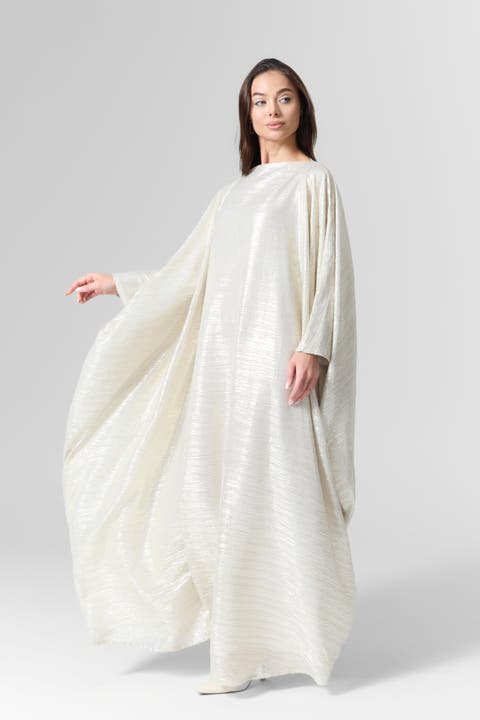 Luna Silk Metallic Plissé Gown