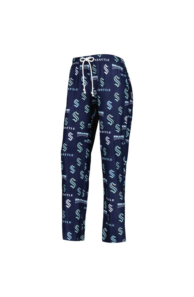 CONCEPTS SPORT Women's Concepts Sport Deep Sea Blue Seattle Kraken Breakthrough Allover Logo Sleep Pants, Alternate, color, Navy