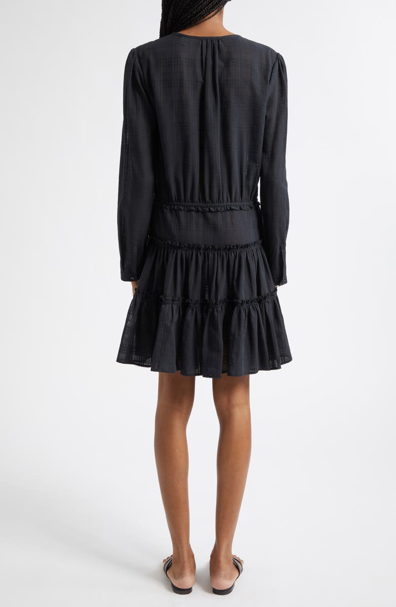 Burberry Lauren Check Long Sleeve Cotton Voile Dress, Alternate, color, Black Ip Check