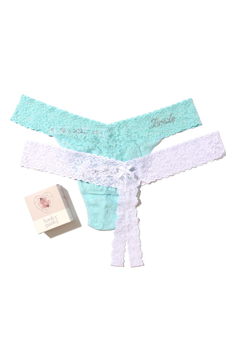 Hanky Panky Naughty Nice Assorted 2-Pack Thongs, Main, color, Celeste/ White