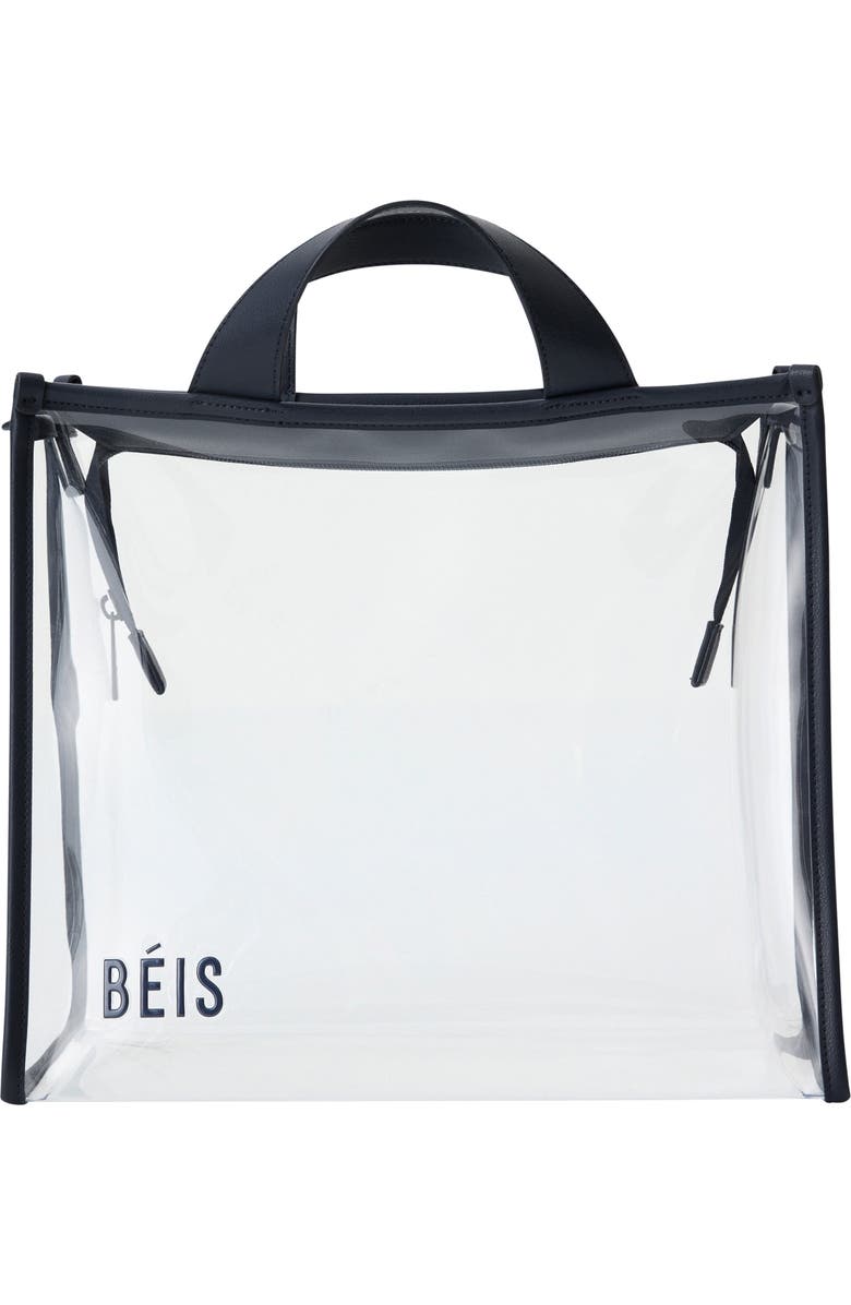 Béis The Clear Stadium Tote, Main, color, Navy