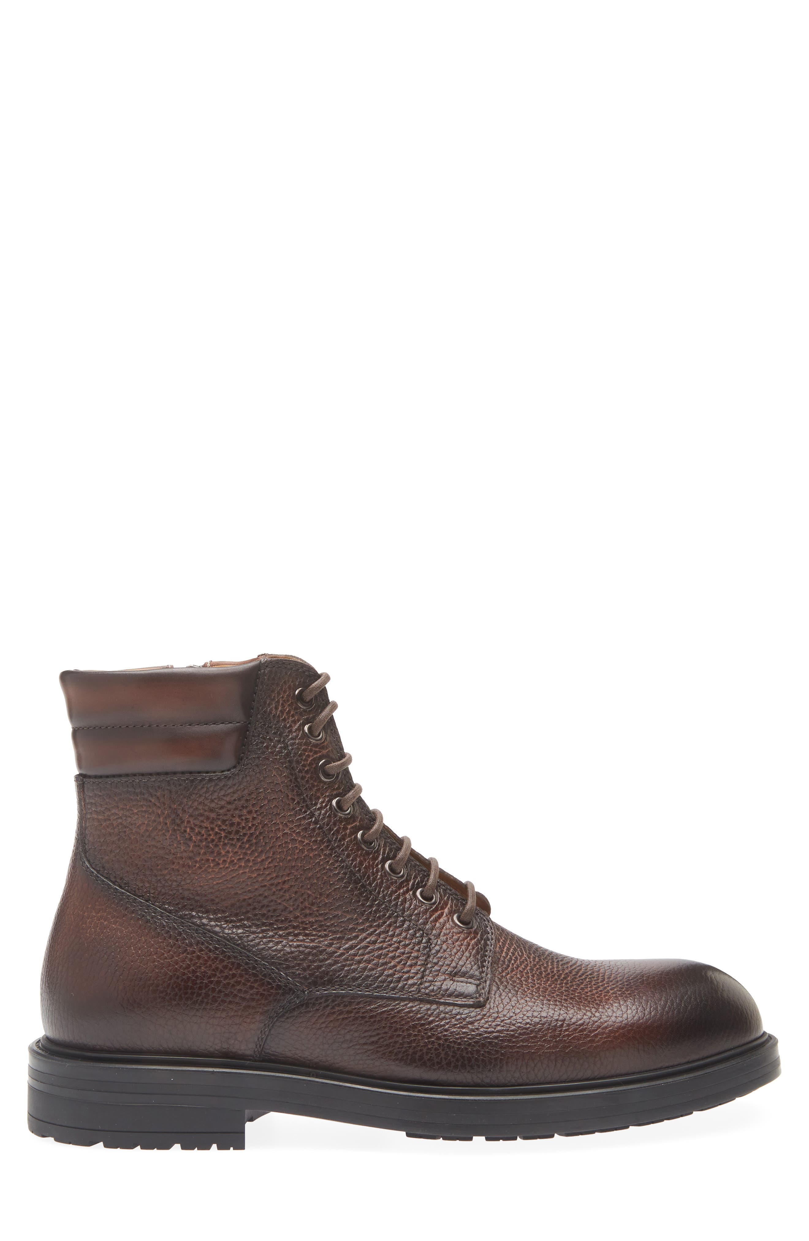 Magnanni Grayson Lace-Up Lug Sole Boot, Alternate, color, Brown Texture