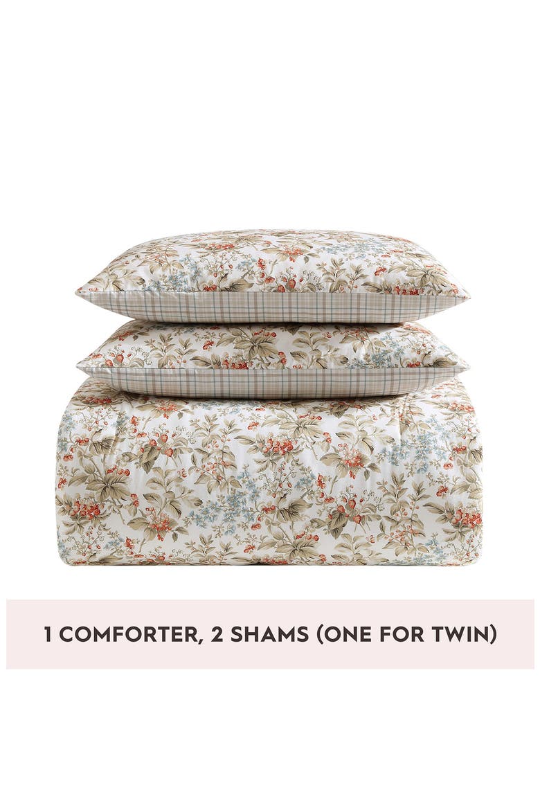 Cotton 3-Piece Comforter & Sham Quilt Set, Alternate, color, PERSIMMON/ WHEAT