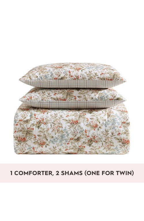 Laura Ashley 3-piece Comforter & Sham Quilt Set In Persimmon/wheat