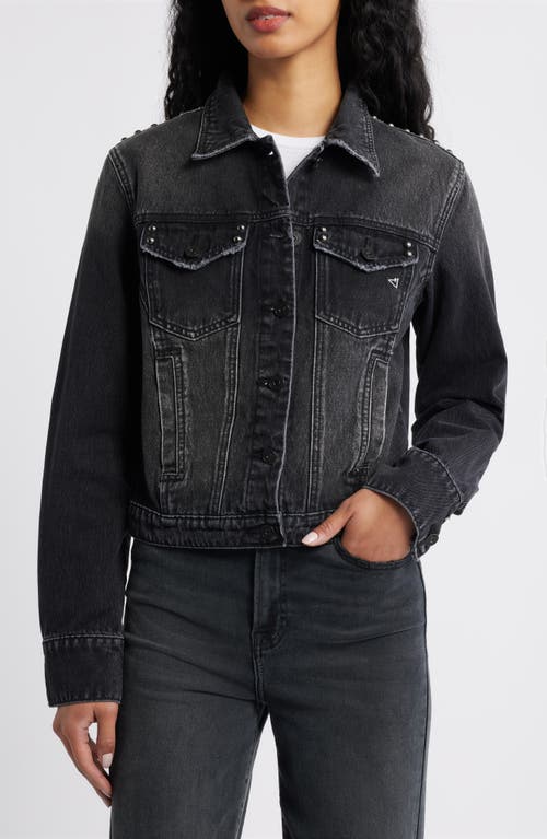 Hidden Jeans Stud Detail Denim Trucker Jacket In Black