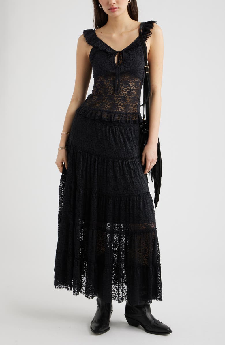 BP. Pretty Lace Ruffle Tank, Alternate, color, Black