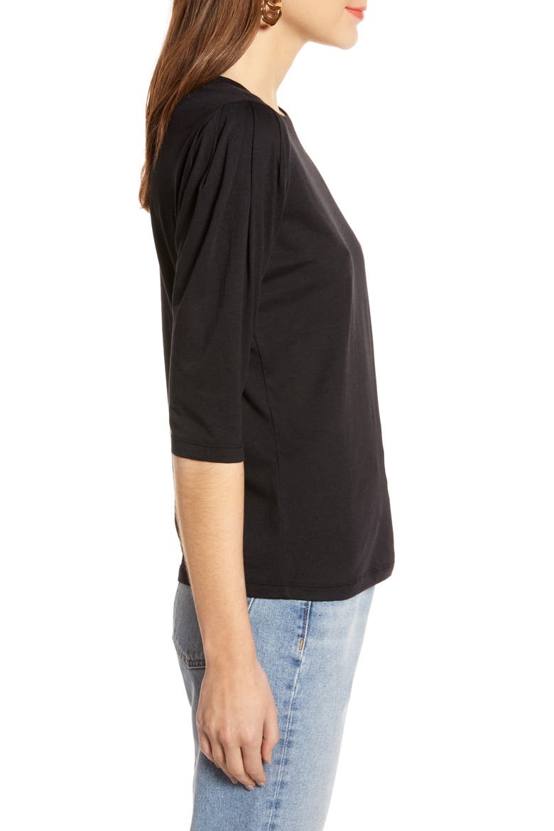 Puff Sleeve Tee (Nordstrom Exclusive), Alternate, color, BLACK
