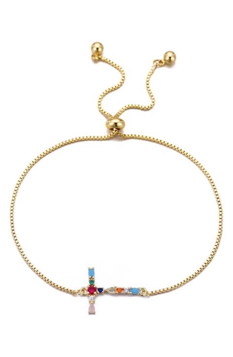 Mixed Crystal Initial Chain Bracelet