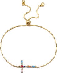 Adornia Mixed Crystal Initial Chain Bracelet