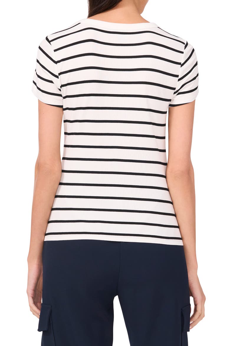 Rib Knit Jersey T-Shirt, Alternate, color, NEW IVORY STRIPE