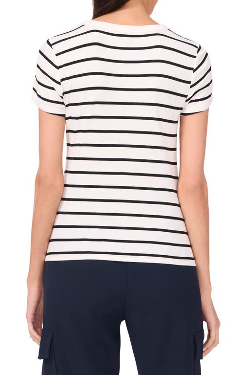 Halogen ® Rib Knit Jersey T-shirt In New Ivory Stripe