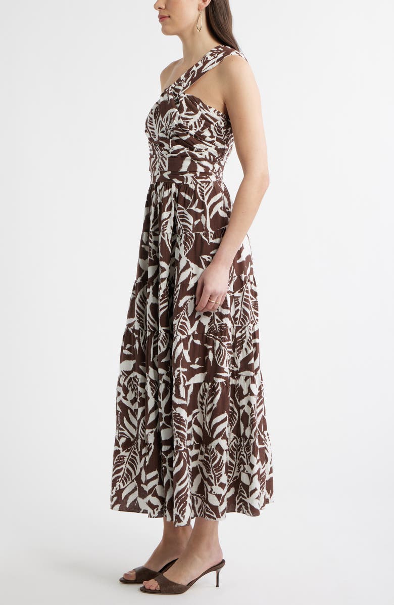 Chelsea28 Twist One-Shoulder Maxi Dress, Alternate, color, Brown Abstract Floral