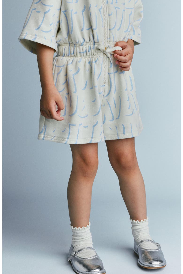 Kids' Logo Print Cotton Blend Romper, Alternate, color, WISHBONE PRINT