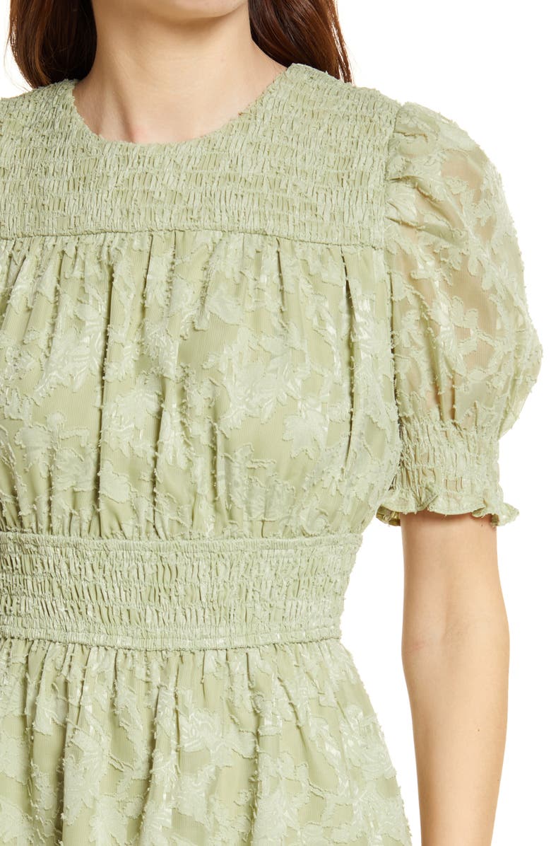 Adelyn Rae Jules Smocked Burnout Chiffon Minidress, Alternate, color,