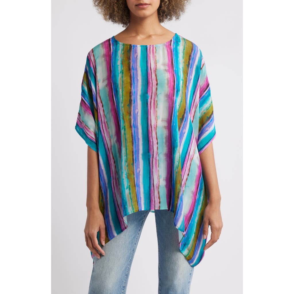 Apny Print Dolman Sleeve Top In Turquoise Multi