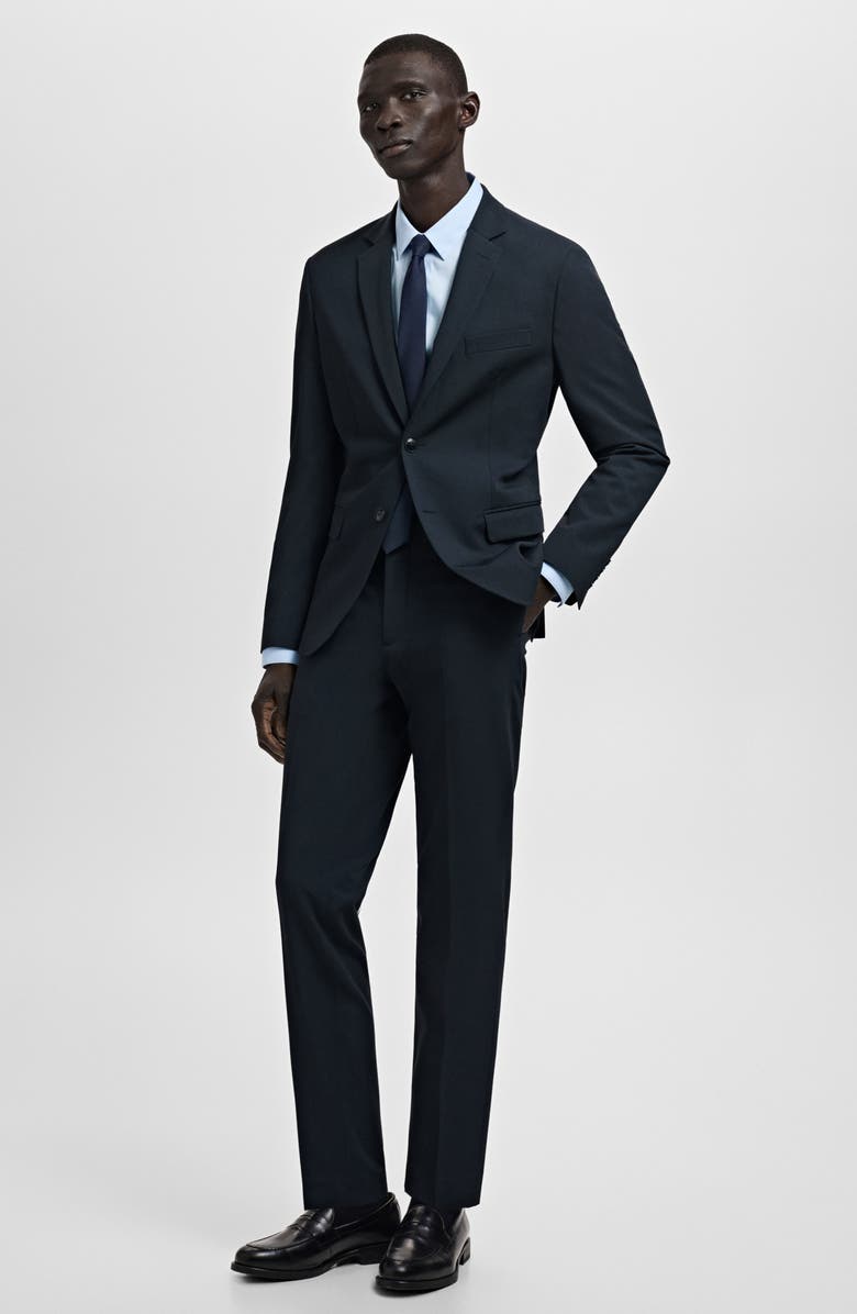 MANGO Slim Fit Stripe Cotton Button-Up Shirt, Alternate, color, Sky Blue