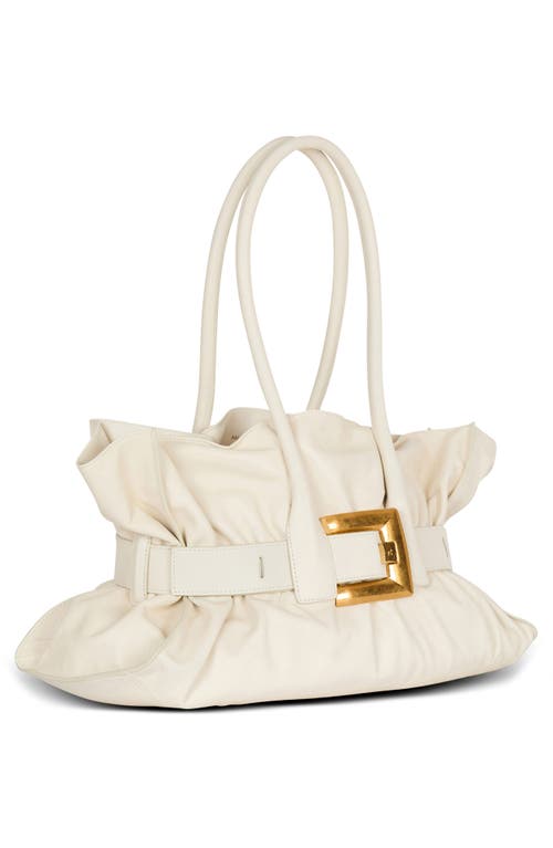 Balmain Large Anthem Leather Shoulder Bag In White