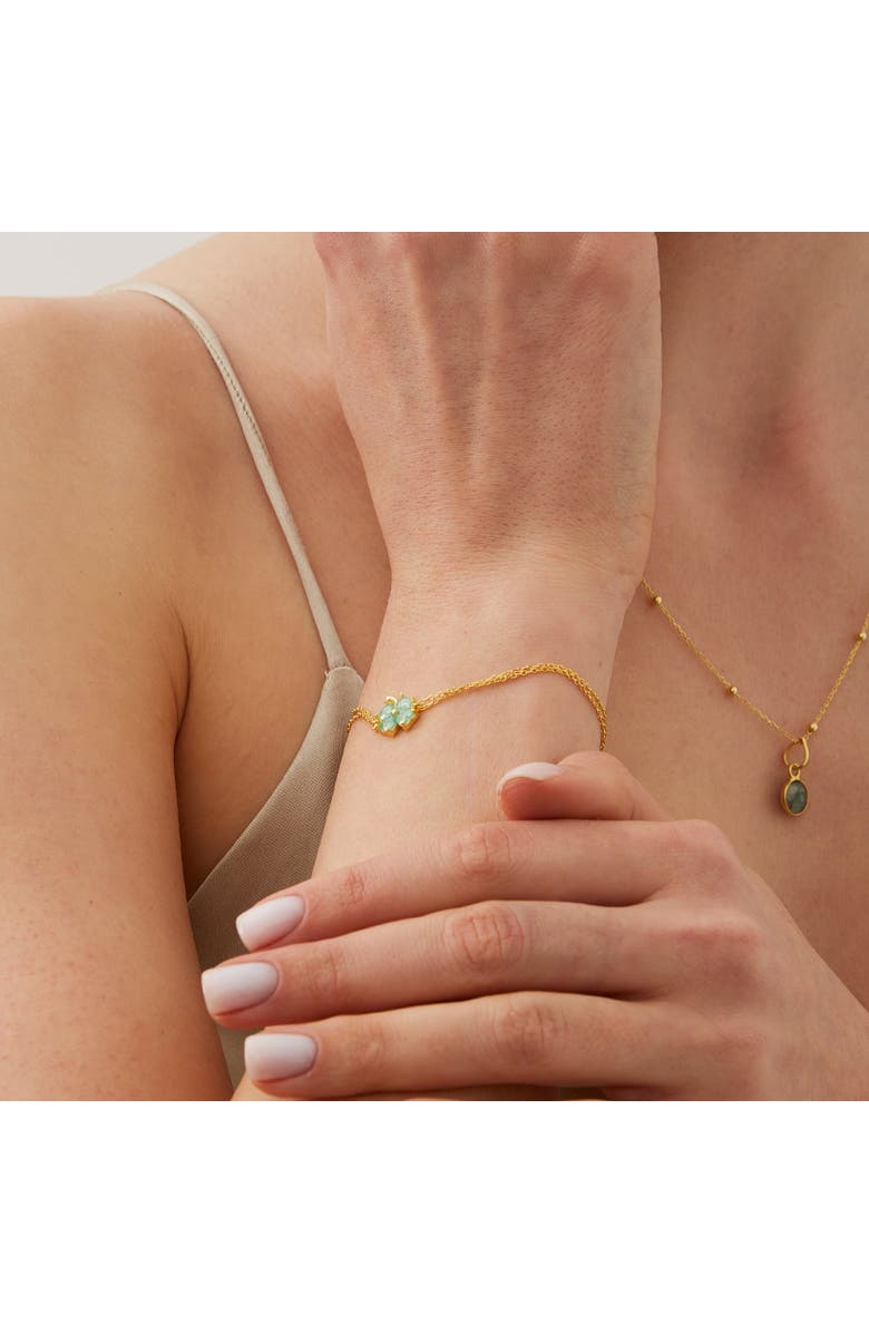 Spero London Sterling Silver Four Leaves Clover Bracelet - Green, Alternate, color, Gold