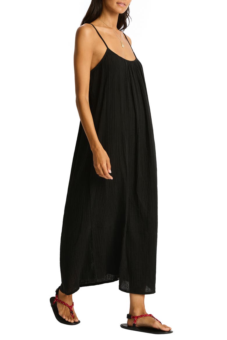 Sunset Tie Back Cover-Up Dress, Alternate, color, BLACK