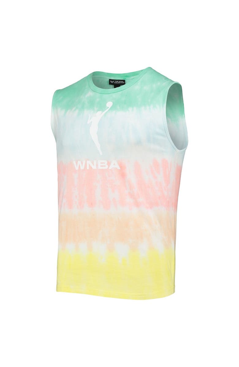 THE WILD COLLECTIVE Mint/Coral WNBA Logowoman Pride Tie-Dye Muscle Tank Top, Alternate, color, Mint