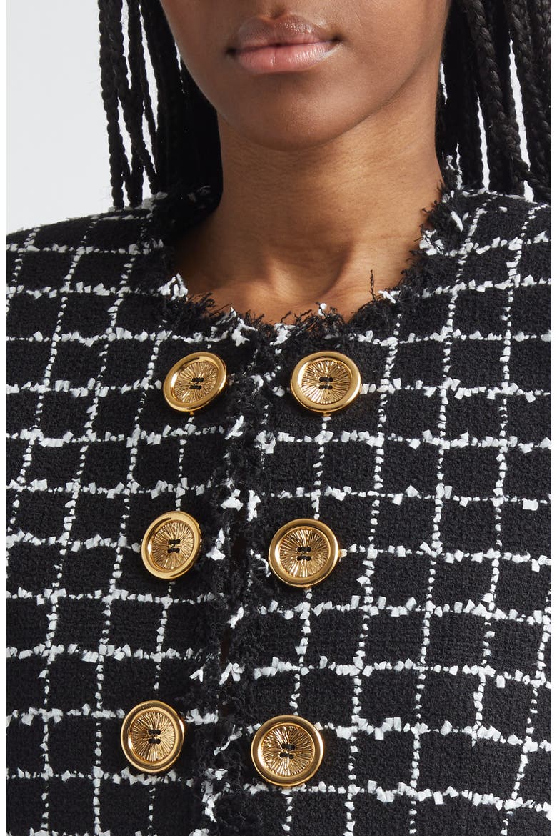 Square Tweed Crop Spencer Jacket, Alternate, color, EAB BLK/ WHITE