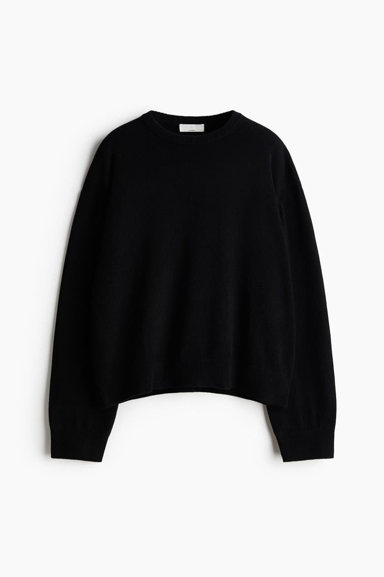 Fine-knit Cashmere Sweater, Alternate, color, Black