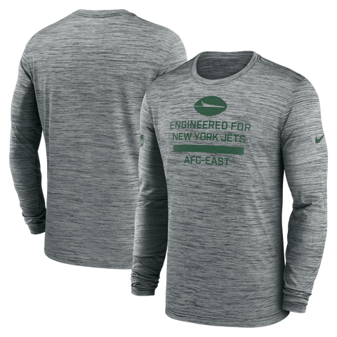 Men's Nike Gray New York Jets Sideline Velocity Performance Long Sleeve T-Shirt