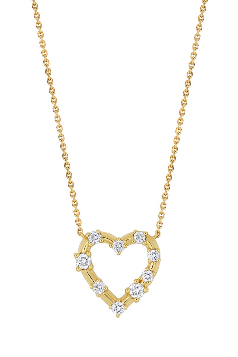 Mini Solstice Diamond Heart Pendant Necklace, Main, color, 18K YELLOW GOLD
