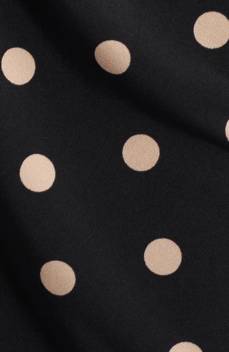 Connected Apparel Polka Dot Faux Wrap Dress, Alternate, color, Black/ Camel