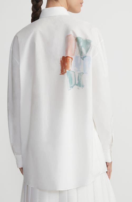 Lafayette 148 Painter's Palette Print Cotton Poplin Oversized Shirt-white Multi-l In White Multi