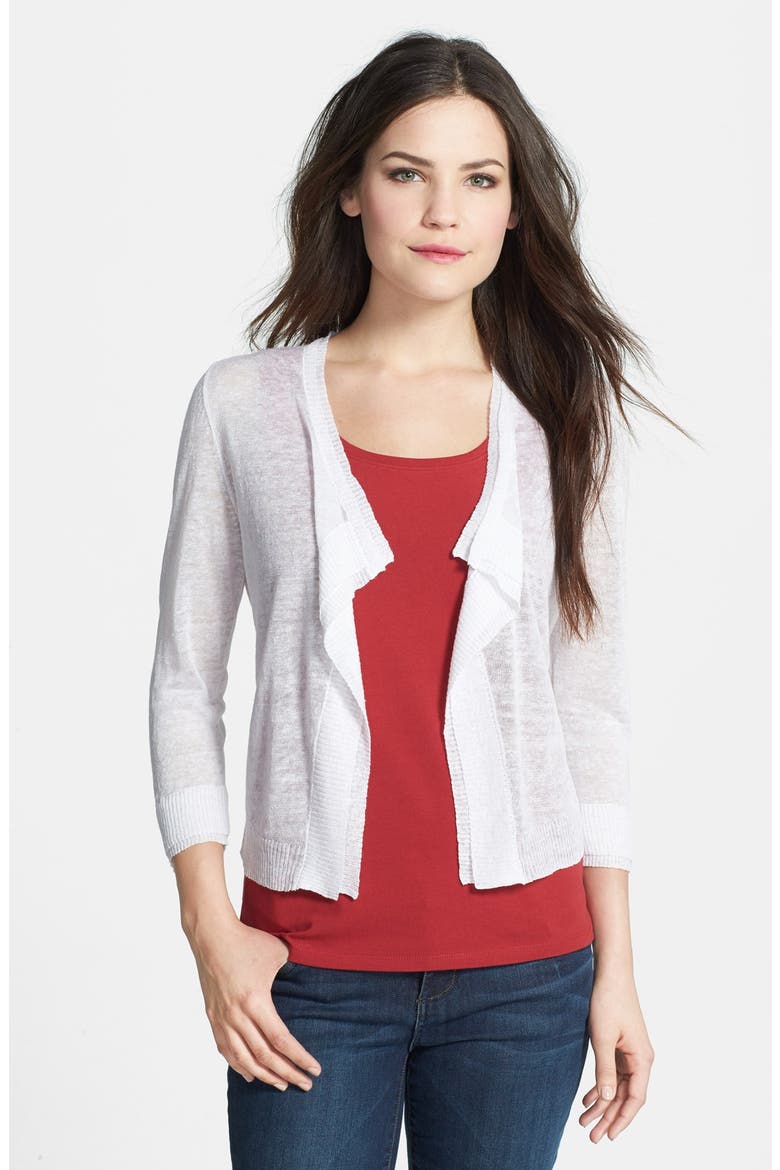 Double Trim Cardigan, Main, color, PAPER WHITE