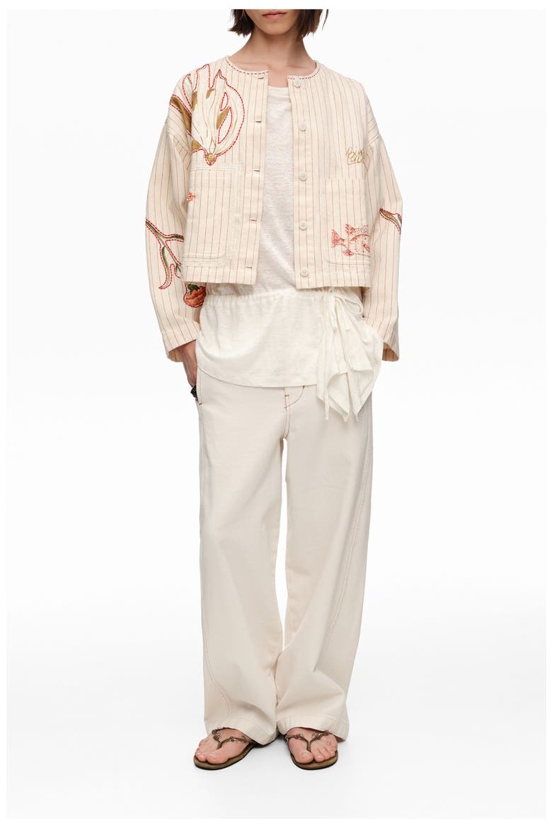 Patchwork Cotton Cropped Jacket, Main, color, IVORY