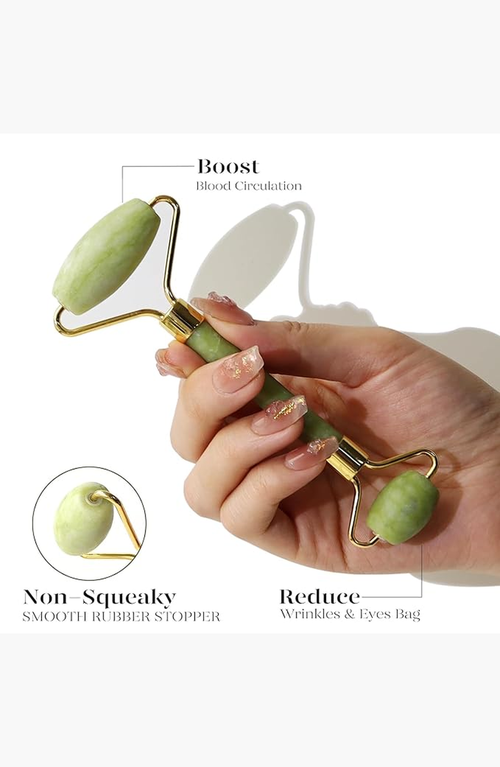 Lovery Jade Anti-aging Beauty Roller In Marbled Green