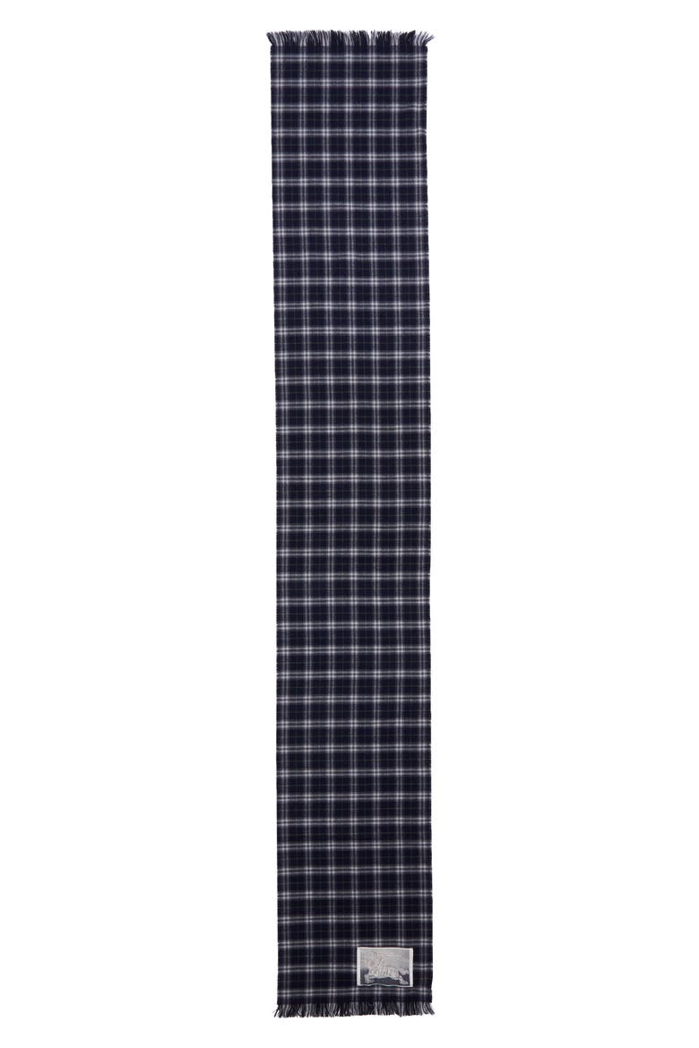 Reversible Check & Houndstooth Wool Scarf, Alternate, color, INDIGO