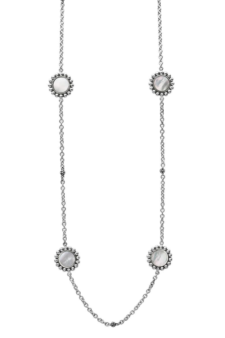 Maya Circle Station Necklace, Alternate, color, SILVER/ WHITE MOTHER OF PEARL