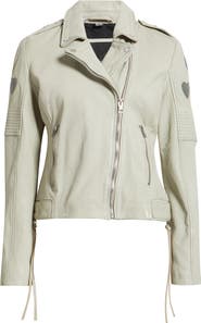 MAURITIUS Reo Heart Detail Leather Moto Jacket