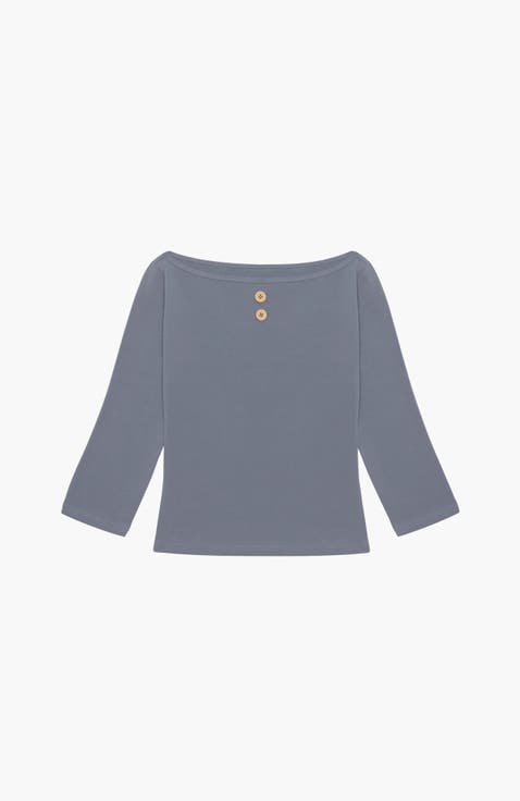 3/4 Sleeve Boat Neck Top